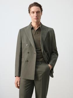 Mango Linen Blend Double Breasted Blazer, Khaki, Khaki