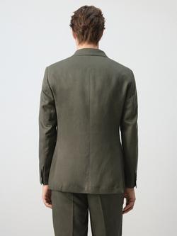 Mango Linen Blend Double Breasted Blazer, Khaki - view 2, Khaki