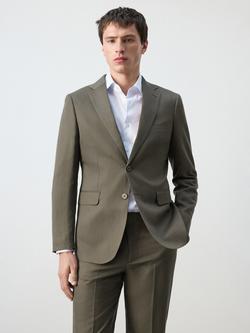 Mango Single Breasted Linen Blazer, Khaki, Khaki