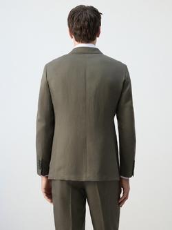 Mango Single Breasted Linen Blazer, Khaki - view 2, Khaki