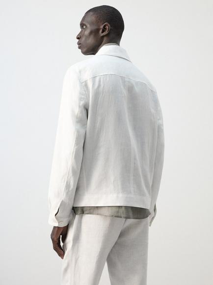 Mango Linen Zip-Up Jacket, White - view 2, White