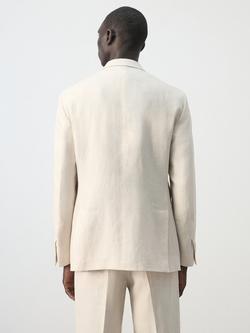 Mango Single Breasted Linen Blazer, Raw - view 2, Raw