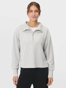 Sweaty Betty Sand Wash Half Zip Cropped Sweatshirt, Icegreymarl, Icegreymarl
