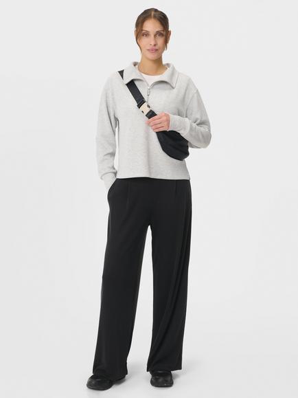 Sweaty Betty Sand Wash Half Zip Cropped Sweatshirt, Icegreymarl - view 2, Icegreymarl