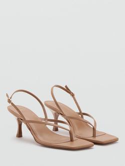 Mango Flared Heel Slingback Strappy Sandals - view 2, Caramel