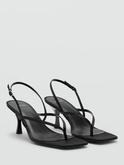Mango Flared Heel Slingback Strappy Sandals - view 2, Black