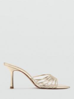 Mango Stiletto Heel Strappy Mule Sandals, Gold, Gold