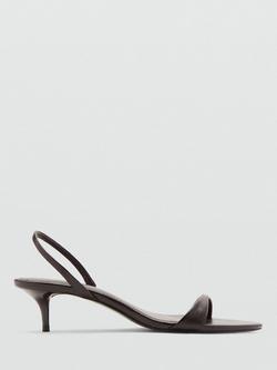 Mango Kitten Heel Strappy Sandals, Chocolate, Chocolate