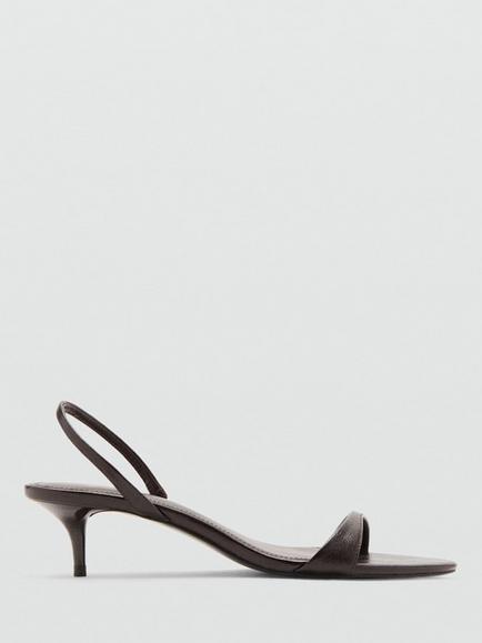 Mango Kitten Heel Strappy Sandals, Chocolate, Chocolate