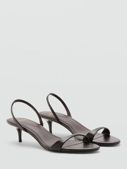 Mango Kitten Heel Strappy Sandals, Chocolate - view 2, Chocolate