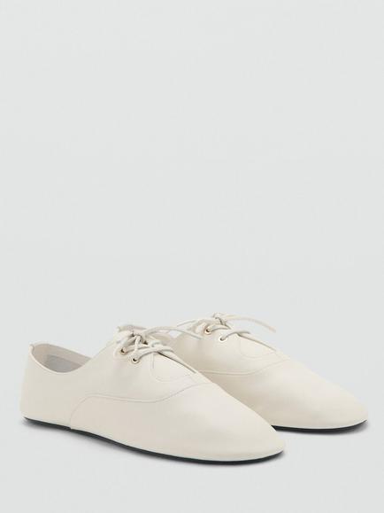 Mango Bando Leather Lace Up Pumps, Raw - view 2, Raw