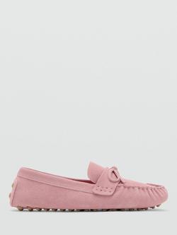 Mango Suede Gathered Moccasins, Pink, Pink