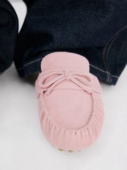 Mango Suede Gathered Moccasins, Pink - view 2, Pink
