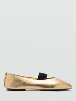 Mango Leather Strap Detail Pumps, Gold