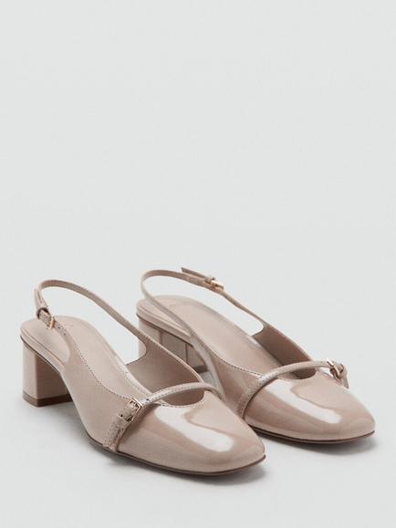 Mango Patent Buckle Detail Slingback Court Shoes - view 2, Raw