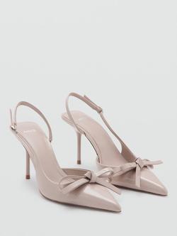 Mango Bow Detail Stiletto Heel Court Shoes, Nude - view 2, Nude