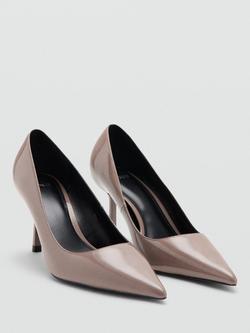 Mango Patent Pointed Toe Court Shoes, Nude - view 2, Nude