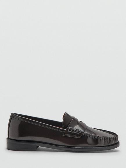 Mango Leather Gathered Moccasins, Chocolate, Chocolate