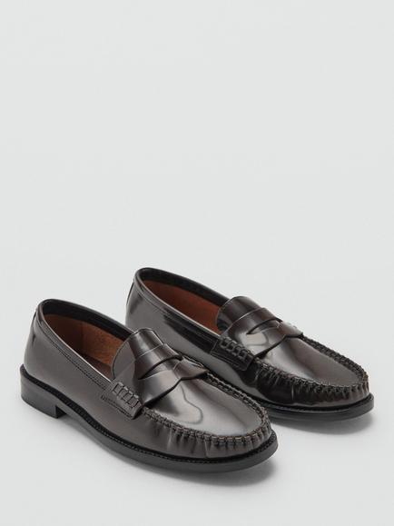 Mango Leather Gathered Moccasins, Chocolate - view 2, Chocolate