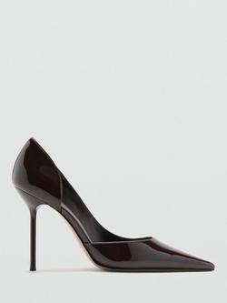 Mango Asymmetric Pointed Toe Stiletto Heel Court Shoes, Bordeaux, Bordeaux