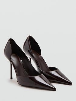 Mango Asymmetric Pointed Toe Stiletto Heel Court Shoes, Bordeaux - view 2, Bordeaux