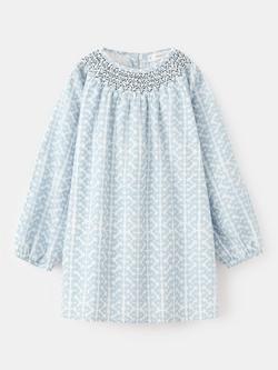 Mango Kids' Cotton Blend Geo Print Tunic Dress, White/Multi, White/Multi