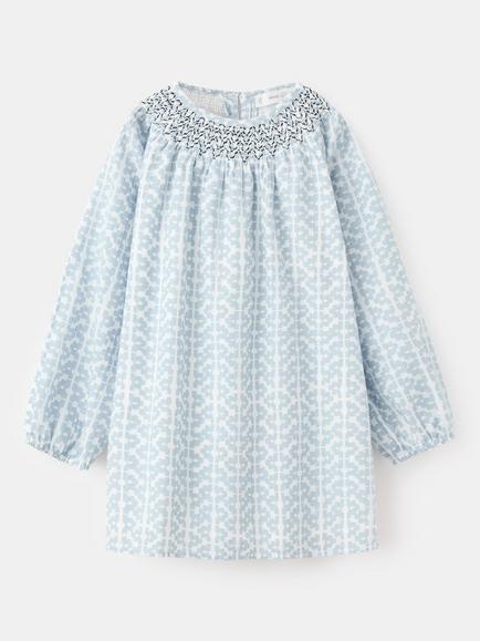 Mango Kids' Cotton Blend Geo Print Tunic Dress, White/Multi, White/Multi