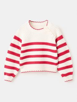 Mango Kids' Knitted Striped Jumper, Red, Red