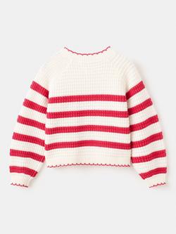 Mango Kids' Knitted Striped Jumper, Red - view 2, Red