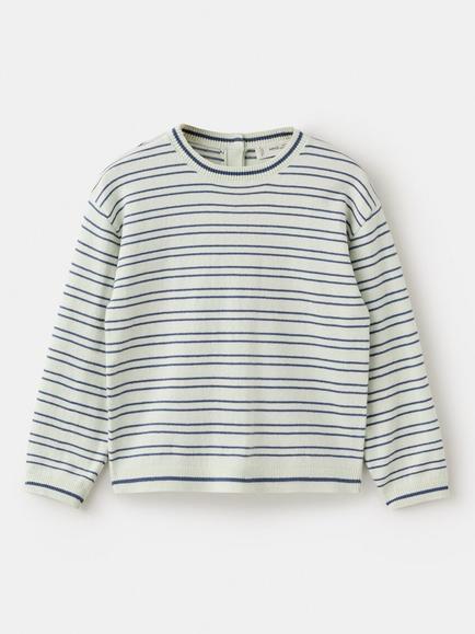 Mango Kids' Knitted Striped Jumper, Aqua, Aqua