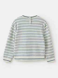 Mango Kids' Knitted Striped Jumper, Aqua - view 2, Aqua