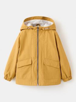 Mango Kids' Flap Pockets Hooded Parka Coat, Yellow, Yellow