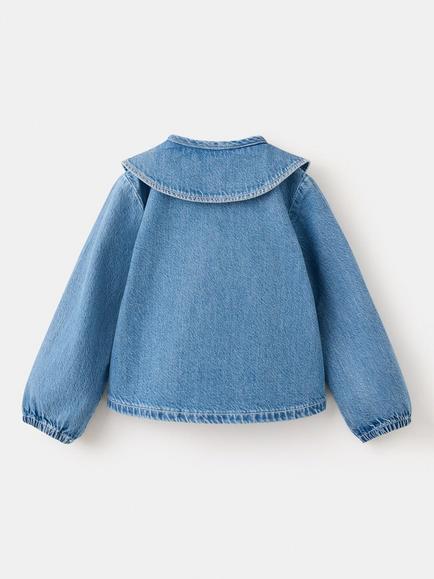 Mango Baby Doll Collar Denim Shirt, Mid Blue - view 2, Mid Blue
