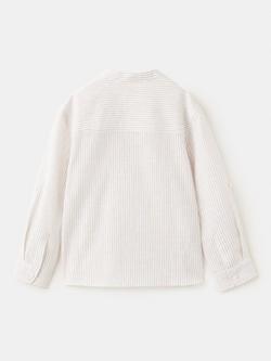 Mango Kids' Linen Blend Long Sleeve Stripe Shirt, Sand - view 2, Sand