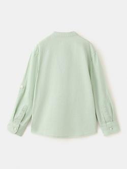 Mango Kids' Linen Blend Long Sleeve Shirt, Pastel Green - view 2, Pastel Green