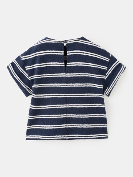 Mango Kids' Short Sleeve Striped T-Shirt, Navy - view 2, Navy