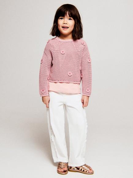 Mango Baby Frayed Seam Jeans, White, White