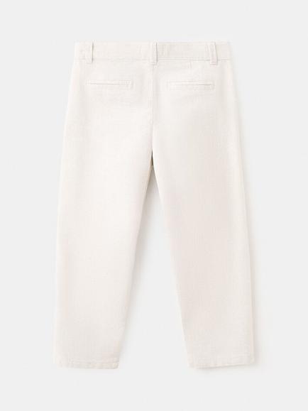 Mango Kids' Linen Blend Straight Leg Trousers, Sand - view 2, Sand