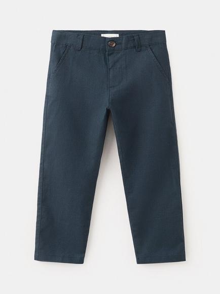 Mango Kids' Linen Blend Trousers, Navy, Navy