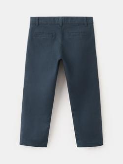 Mango Kids' Linen Blend Trousers, Navy - view 2, Navy