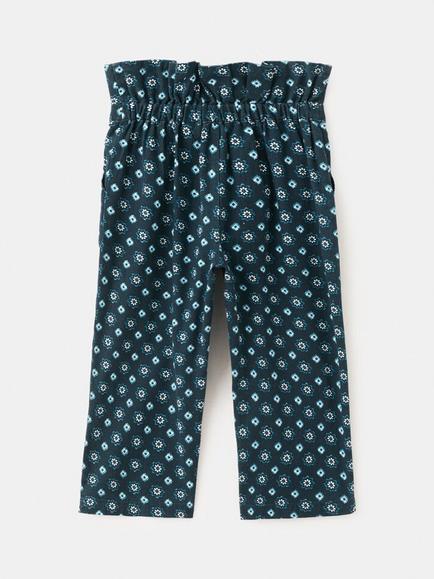 Mango Kids' Cotton Wide Leg Trousers, Navy/Multi - view 2, Navy/Multi
