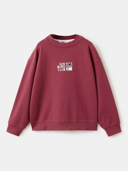 Mango Kids' Sunburn Club Crew Neck Sweatshirt, Cherry, Cherry