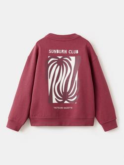 Mango Kids' Sunburn Club Crew Neck Sweatshirt, Cherry - view 2, Cherry