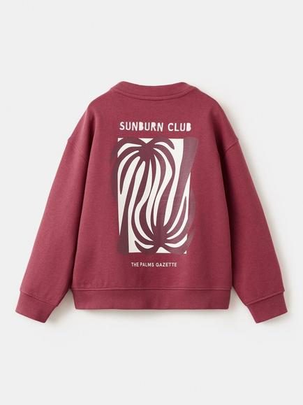 Mango Kids' Sunburn Club Crew Neck Sweatshirt, Cherry - view 2, Cherry