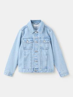 Mango Kids' Button Down Denim Jacket, Light Blue, Light Blue