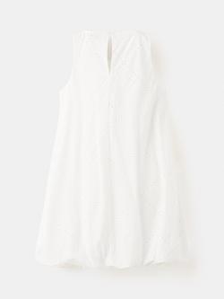 Mango Kids' Embroidered Cotton A-Line Balloon Dress, White - view 2, White