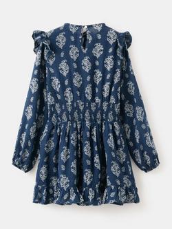 Mango Kids' Long Sleeve Printed Dress, Navy - view 2, Navy