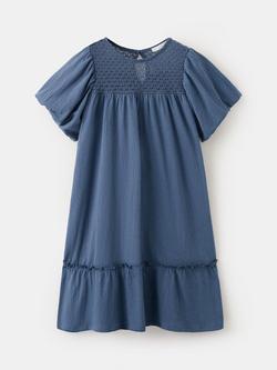 Mango Kids' Cotton Blend Tunic Midi Dress, Navy, Navy