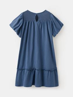 Mango Kids' Cotton Blend Tunic Midi Dress, Navy - view 2, Navy