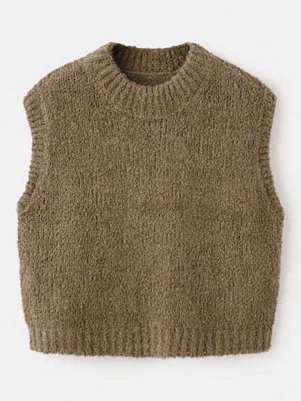 Mango Kids' Sleeveless Textured Knit Vest, Chocolate, Chocolate